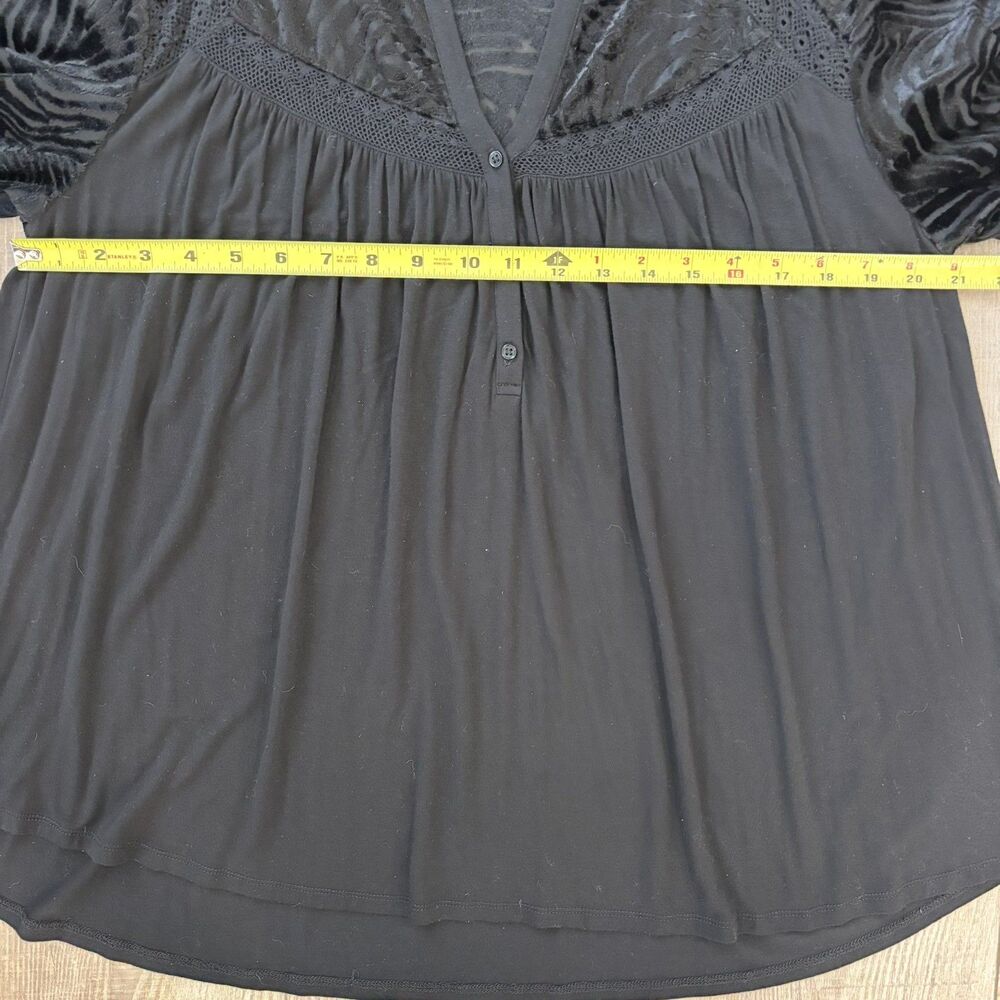 Womens Fairy Grunge Top Size L Whimsigoth Velvet Burnout Black Witchy Crochet - Picture 15 of 15